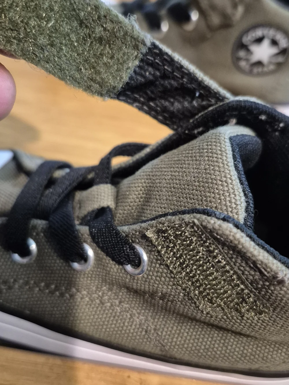 Converse Kids High-Top Sneakers in Olive Green with Black Laces
